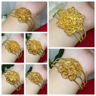 Kendari Flower Round Titanium Bracelet Dubai Bracelet 24k Gold Plated Dubai Gold Bracelet