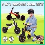 Kid Tricycle 3 Wheels 3-in-1 Children Scooter Balance Bike Ride on Car TRICYCLE PUSH BIKE skuter bas