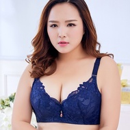 【Ready Stock】Plus Size Bra 38D to 50DE CDE thin Steel-rimmed Lace Breathable Push Up Side Adjustable