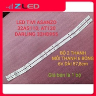 DARLING TIVI LED BAR 32HD955 32HD960S ASANZO 32AS110 32AT120 NEW 100% BRAND, SET OF 2 6V 6-BALL BARS