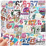 67 Pelekat (104PCS), Pelekat Vinyl Kalis Air 6 7 Meme untuk Laptop, Botol Air, Kereta, Sarung Telefo