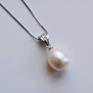 Pearl Pendant Necklace Drop Shape Natural Freshwater Pearl Pendant Silver Necklace For Women