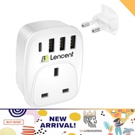 [instock] Lencent UK to EU Euro Europe Plug Adapter,European Travel Adapter with 3 USB Ports&amp;1 USB C Port for Italy Swit