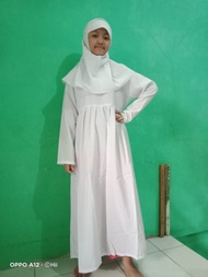 Baju Muslim Gamis Anak Perempuan 4 - Remaja Tanggung ABG 14 Tahun Warna Putih