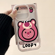Phone Case, Strawberry Bear Lulu Cartoon Diamond Flash Cover, Compatible with iPhone 14, 16, 11, 12,
