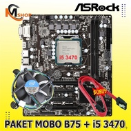 Mobo Mainboard Motherboard B75 LGA 1155 DDR3+Processor Core i5 3470+Fan