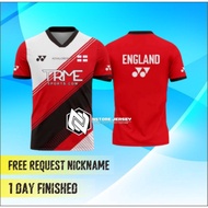 Badminton Jersey ENGLAND Open Denmark 2022 free nickname