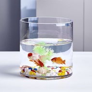 Akuarium ikan emas, akuarium kaca, akuarium kura-kura besar berbentuk silinder bulat yang kreatif da