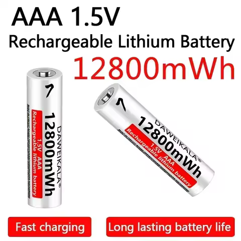1.5V AAA Battery 12800mWh Li-Ion Rechargeable Battery Long Life High Capacity for Mouse Flashlight F