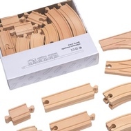 20-37PCS Wooden Electric Train Track Set DIY Beech Wood Track Accessories Track Expansion Compatible With Brand Train Toys