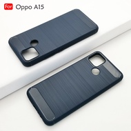 Carristo Oppo A15 A15S Back Case Cover Carbon Fiber Brushed TPU Silicone Soft Casing Housing