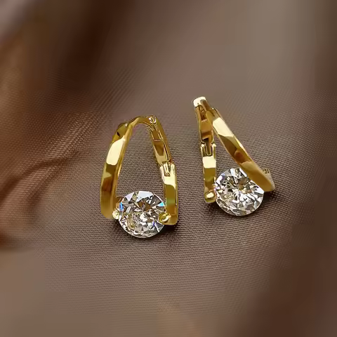 Charms Women Hoop Earring With Cubic Zirconia Hypoallergenic