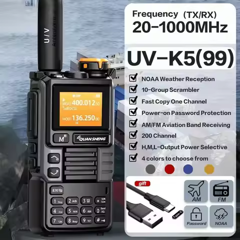 HACHANLUN UV-K6 Upgrade UV-K5 (99) Interphone 5W Air Band Radio Tyep C Charging UHF VHF DTMF FM Scra