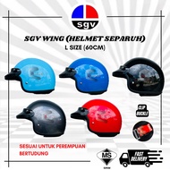 SGV WING HELMET 3 BUTTON ( Topi Keledar SGV Helmet steng separuh Sirim Size L )