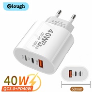 Elough 40W USB C Charger Fast Charging Charger 3Ports Type C Mobile Phone PD Power Adapter