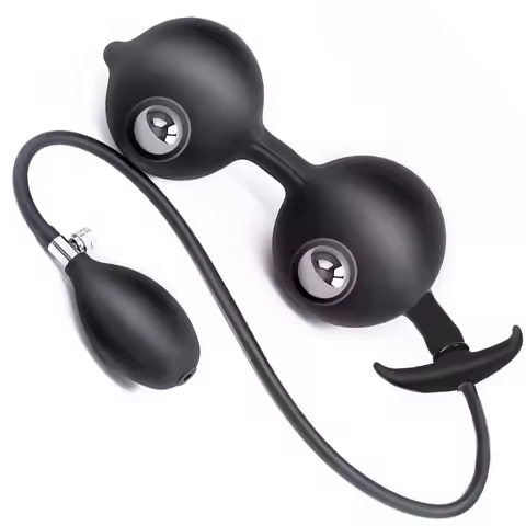 Anal Training Inflatable Beads Silicone Inflatable Anal Beads with Pump - Expandable Dual Ball Butt 