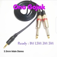 Kabel Audio 3.5mm Stereo Male To 2 Jack Akai Ts L/R Male 5 Meter