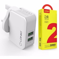 USB charger 2 ports with 3 pins Singapore plug handphone charger