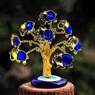 Ziyang Elephant Blue Evil Eye Lucky 8 Inch Charm Money Tree for Good Luck Table Décor Accessories