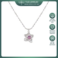 TLEE women's silver necklace with stars and pink stones, super cute TLEE JEWELRY D0274