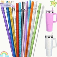 FANSIN 1PC Gold Powder Plastic Straw, Car Travel Cup Straw Reusable Glitter Straw,  with Cleaning Br
