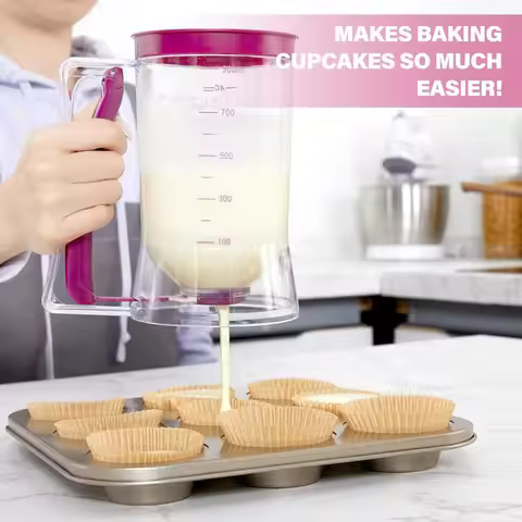 Pancake Batter Dispenser,Batter Dispenser with Squeeze Handle for Pancakes,Muffin Mix,Pancake Maker 