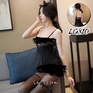 Lareyna Lingerie Bodystocking Motif Bunga Sensual Menggoda Crothless LG810
