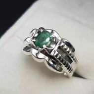 男女天然祖母綠戒指 925 純銀祖母綠戒指男女通用