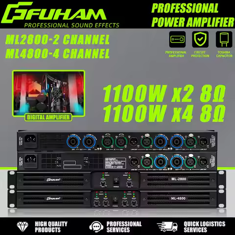 FUHAM ML2800/ML4800 Power Amplifier2/4ChannelLightweight Amplifier 1U 8 Ohm1100W 4 for Small Stage P