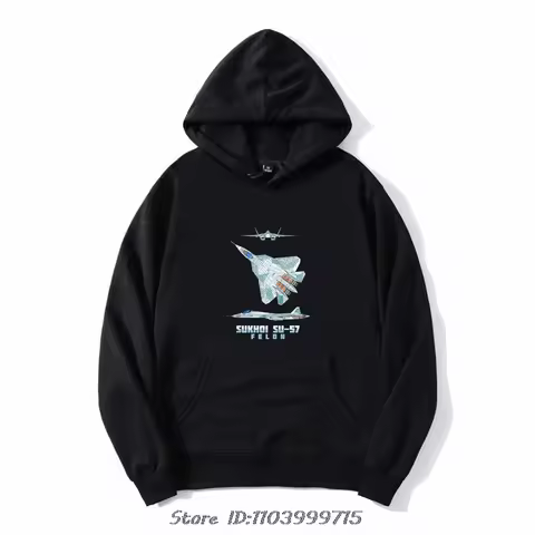 Sukhoi Su-57 Russian Stealth Fighter Plane Diagram Hoodie Fashion Unisex Oversized Sweatshirt Men Ho
