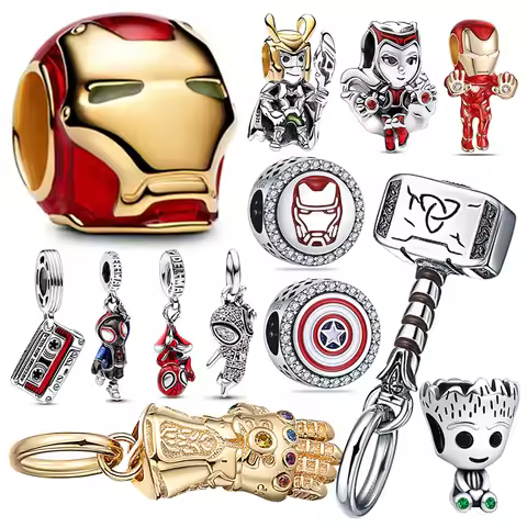 Marvel Avengers Superhero Charm Beads Spider-Man Iron Man Helmet Bead Original Bracelet DIY Jewelry 