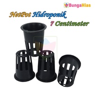 netpot hidroponik 7 cm net pot plastik tanaman bunga buah sayuran - hitam