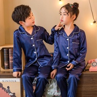Girl's Silk Pajama terno for Kids Girl Pajamas Boys Cartoon Print Silk Pajamas Unisex Kids Sleepwear