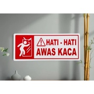 YS Acrylic Sign Sticker Beware of Beware of Glass Sticker Acrylic/Sign uk22x9