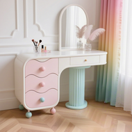 Dopamine Cream Style Wooden Makeup Desk with Drawers Storage Cabinet Bedroom Vanity Unit Luxury Qual