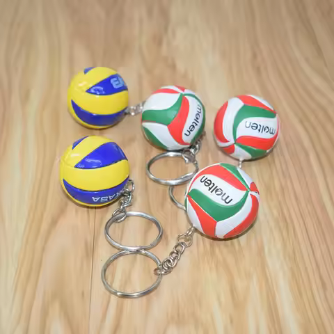 PVC Volleyball Key Chain Beach Ball Mini Ball Sports Keychain Creative Cartoon Souvenir Key Decorati