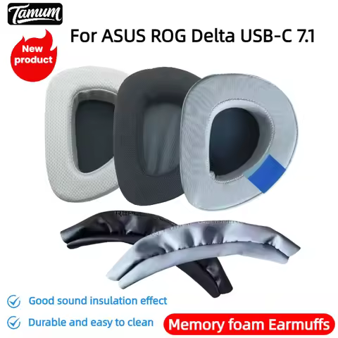 TAMUM Ear Pads For ASUS ROG Delta USB-C 7.1 Headphones Replacement Soft Foam Cushion Sponge Pad Leat