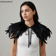 STAMWEEKEND Feather Shawl, Adjustable Luxury Feather Shrug Shawl, Fashion Punk Retro Gothic Shoulder