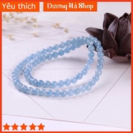 [Feng Shui] Blue Aquamarine Bracelet Wrapped 3, size: 6mm - suitable for Water and Wood elements D09