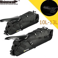 【In stock】Rhinowalk  2021 10L /13L  Bicycle bag Bike Saddle Bag Big Capacity   Waterproof  Bicycle Reflective bag  Foldable Tail Rear Bag for Cycling JWZR