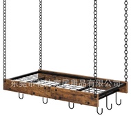 Multifunctional Kitchen with Hooks New Retro Pot Rack Storage Rack Hanging Pan Storage Rack 8EB8