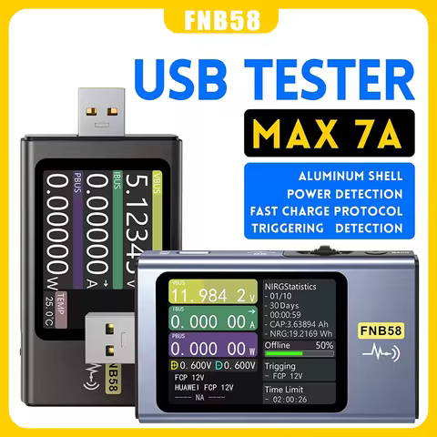 FNIRSI FNB58 USB Tester Voltmeter Ammeter TYPE-C Fast Charge Detection Trigger Capacity Measurement 