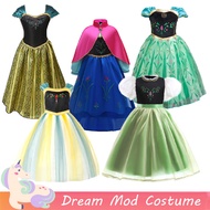 Princess Anna Cosplay Costume Mesh Green Dress For Baby Girl Frozen Halloween Christmas Outfits Gown For Kids Full Set