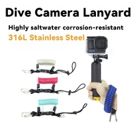 Dive Camera Lanyard Stainless Steel Tether for Action Cameras Gopro/Action 5 Pro/4