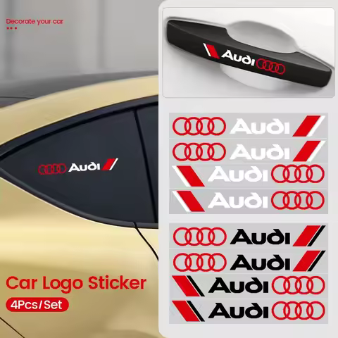 4pcs Car Door Handle Stickers Accessories For All Audi Sline RS A3 A4 Q1 Q2 Q3 B6 A5 A6 C7 Q5 B9 B7 