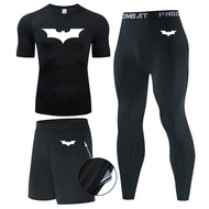 Men's Gym Suits Tights Training Bruce Wayne Clothes Workout Sports Jiu Jitsu Set MMA Rashguard Tracksuit for Men Boxing Jerseys