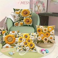 MESHOPMY 1pc/4pcs Linen Pillowcase, Flower Theme 45 x 45 Square Pillow Cover,   Sunflowers Plush Bre
