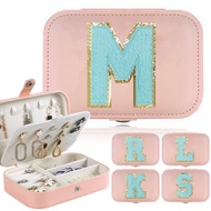 Portable PU Leather Jewelry Box Drawer Necklace Earring Holder Storage Bag Embroidery Pattern Sticke