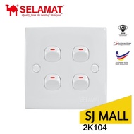 SELAMAT Switch 2K104 / SELAMAT 4 gang 1 way switch 2K-104 Flush Switch [SJ MALL]