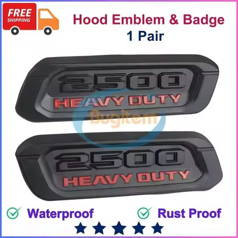 1 Pair 68362212AB 68362211AB Matte Black & Red Fender Hood Emblem and Badge Nameplate For 2019-2024
